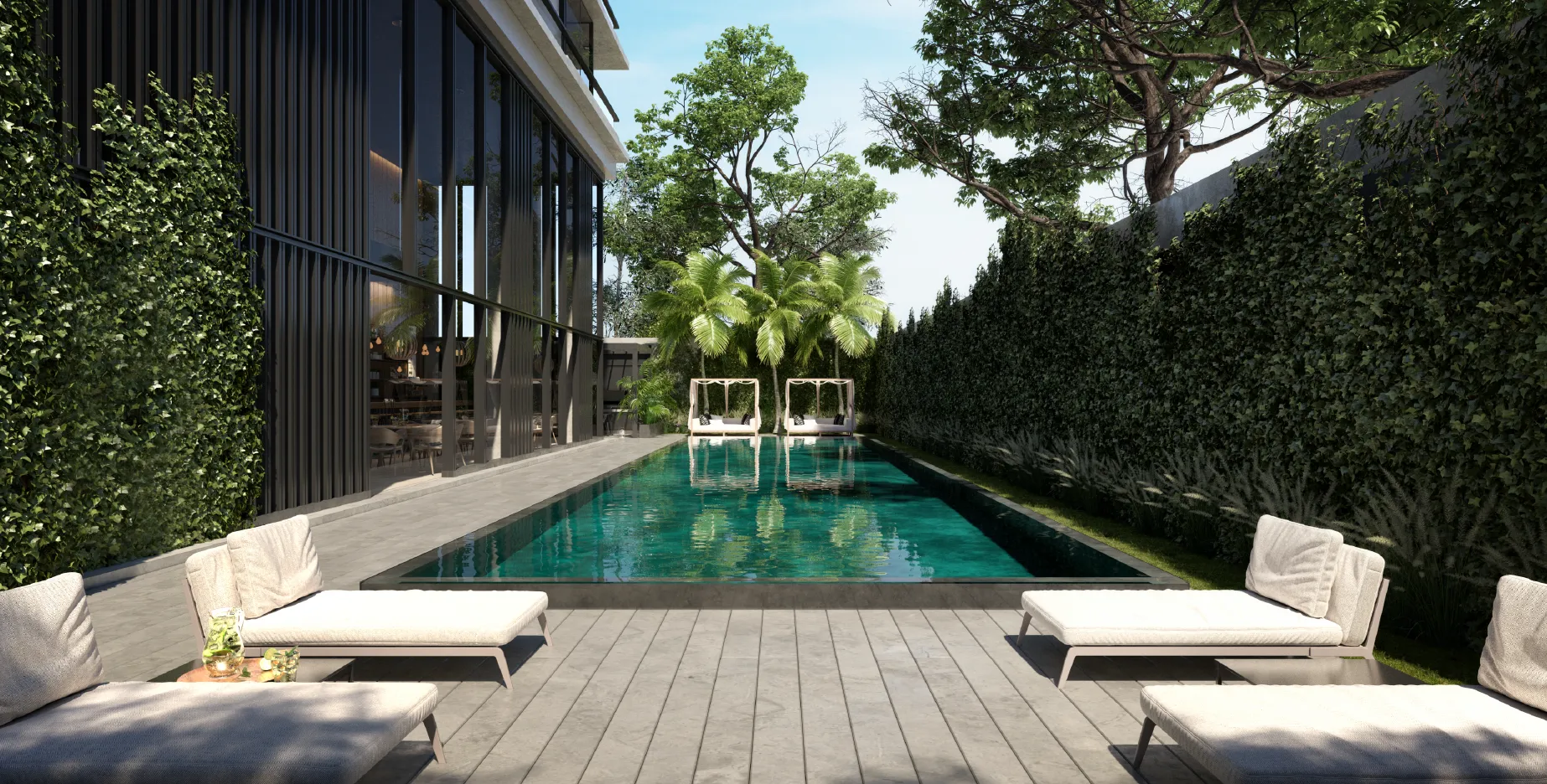 BLACK TOWER Piscina Reposeras